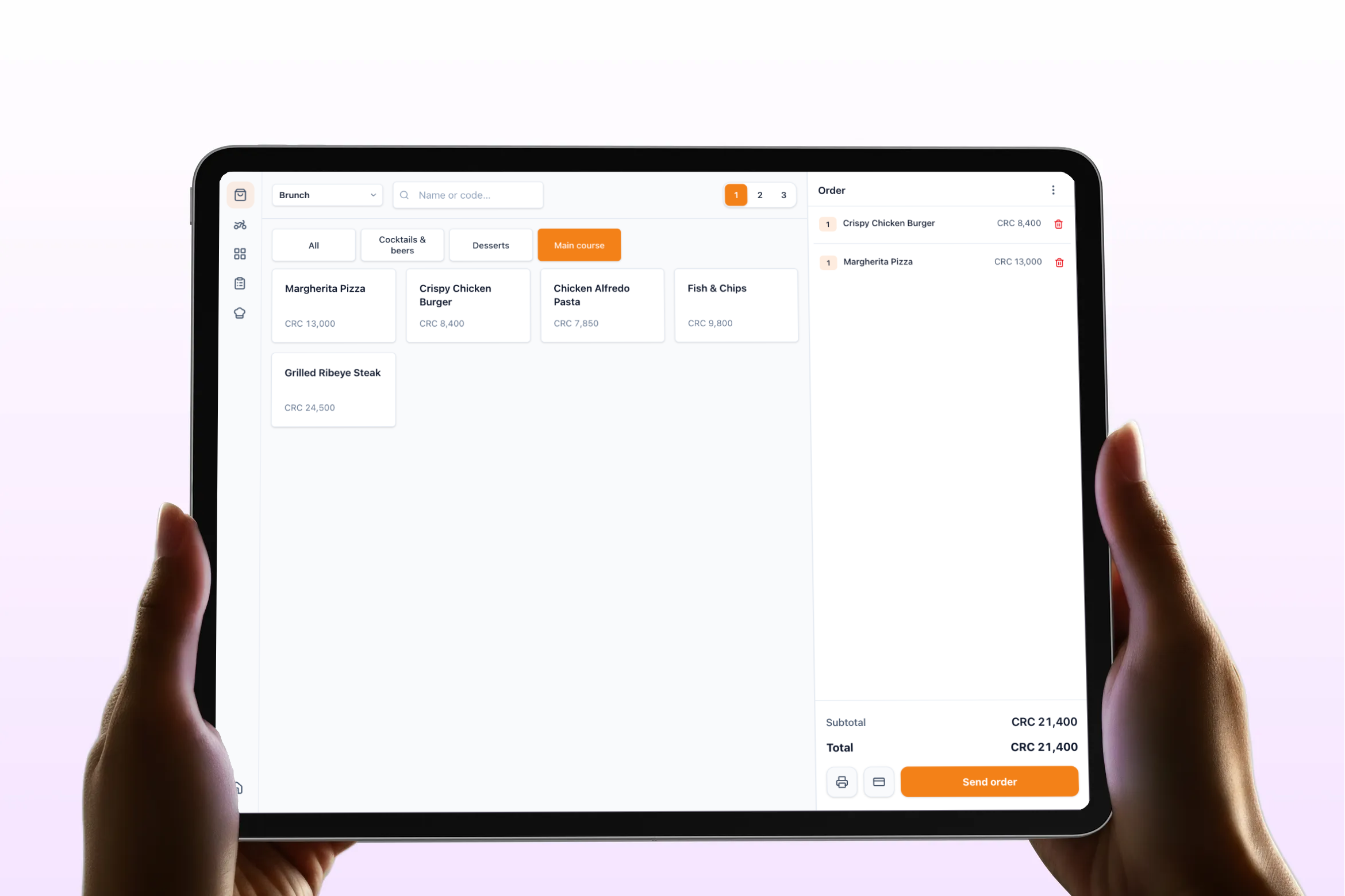 BowlPOS order screen on a tablet
